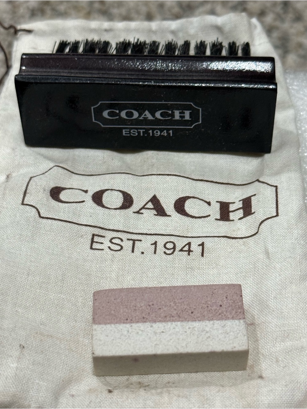 Coach 2000’s vintage Black Suede Care Brush Set – COACH Logo